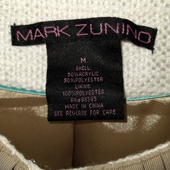 Mark Zunino white beige crop jacket pleated ribbon edges knit tweed bell sleeves - Picture 2 of 7